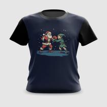 Camiseta Camisa Papai Noel Lutando com Elfo