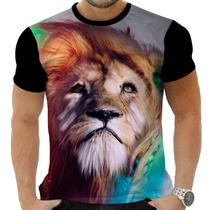 Camiseta Camisa Personalizada Animal Felino Leão Selva 4_x000D_