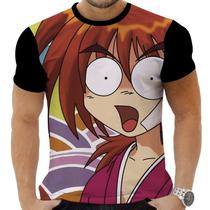 Camiseta Camisa Personalizada Anime Clássico Kenshin Samurai X 3_x000D_
