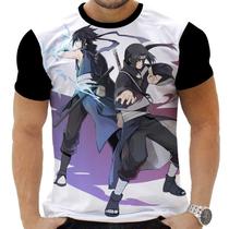 Camiseta Camisa Personalizada Anime Naruto Sasuke Uchiha 08