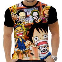 Camiseta Camisa Personalizada Anime One Piece Pirata Navio Mar 02_x000D_