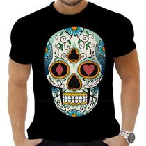 Camiseta Camisa Personalizada Caveira Mexicana Rock 1_x000D_