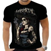 Camiseta Camisa Personalizada Caveira Mexicana Rock 13_x000D_