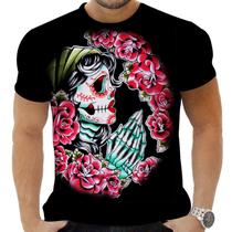 Camiseta Camisa Personalizada Caveira Mexicana Rock 14_x000D_