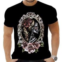 Camiseta Camisa Personalizada Caveira Mexicana Rock 15_x000D_