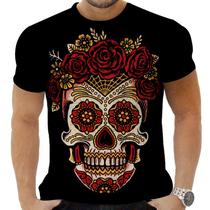 Camiseta Camisa Personalizada Caveira Mexicana Rock 16_x000D_
