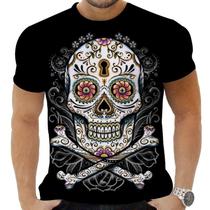 Camiseta Camisa Personalizada Caveira Mexicana Rock 18_x000D_