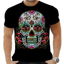 Camiseta Camisa Personalizada Caveira Mexicana Rock 2_x000D_