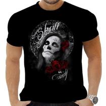 Camiseta Camisa Personalizada Caveira Mexicana Rock 21_x000D_