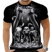 Camiseta Camisa Personalizada Caveira Mexicana Rock 23_x000D_