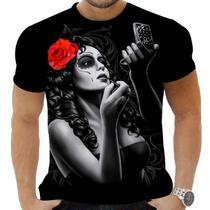 Camiseta Camisa Personalizada Caveira Mexicana Rock 25_x000D_