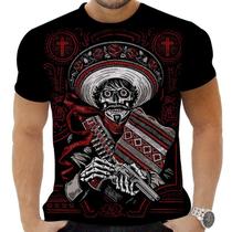 Camiseta Camisa Personalizada Caveira Mexicana Rock 30_x000D_
