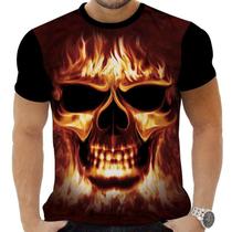 Camiseta Camisa Personalizada Caveira Mexicana Rock 31_x000D_