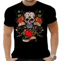 Camiseta Camisa Personalizada Caveira Mexicana Rock 5_x000D_