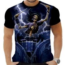 Camiseta Camisa Personalizada Caveira Rock Bateria Metal 1_x000D_