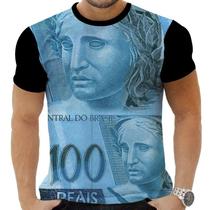 Camiseta Camisa Personalizada Dollar Dinheiro Plaque 100 2_x000D_