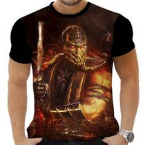 Camiseta Camisa Personalizada Game Mortal Kombat Scorpion 1_x000D_