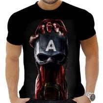 Camiseta Camisa Personalizada Herois Capitão América 12_x000D_