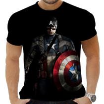 Camiseta Camisa Personalizada Herois Capitão América 13_x000D_