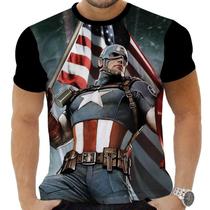 Camiseta Camisa Personalizada Herois Capitão América 14_x000D_