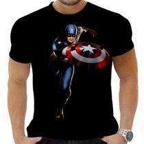 Camiseta Camisa Personalizada Herois Capitão América 16_x000D_