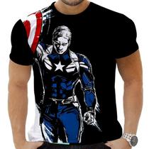 Camiseta Camisa Personalizada Herois Capitão América 5_x000D_