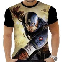 Camiseta Camisa Personalizada Herois Capitão América 6_x000D_