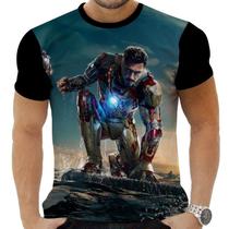 Camiseta Camisa Personalizada Herois Homem De Ferro 13_x000D_