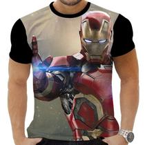 Camiseta Camisa Personalizada Herois Homem De Ferro 14_x000D_