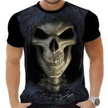 Camiseta Camisa Personalizada Rock Horror Caveira 19_x000D_