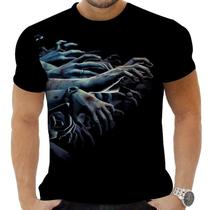 Camiseta Camisa Personalizada Rock Horror Caveira 26_x000D_