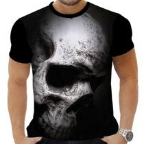 Camiseta Camisa Personalizada Rock Horror Caveira 28_x000D_