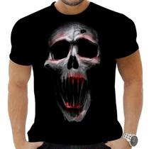 Camiseta Camisa Personalizada Rock Horror Caveira 33_x000D_