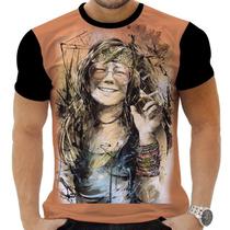 Camiseta Camisa Personalizada Rock Janis Joplin Hippie 5_x000D_