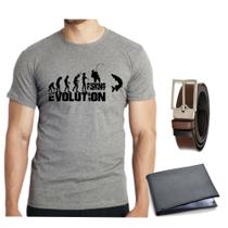 Camiseta camisa pesca pescaria cinto carteira dia dos pais