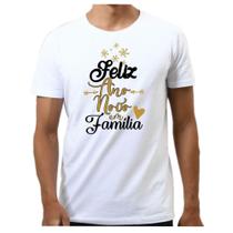 Camiseta camisa plus size feliz ano novo em família réveillon