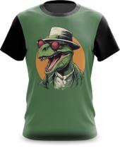 Camiseta Camisa T-Rex com Chapéu e Óculos