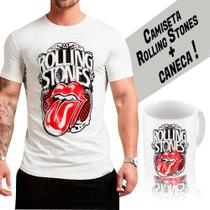 Camiseta camisa The Rolling Stones, rock clássico + Caneca