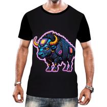 Camiseta Camisa Tshirt Animais Cyberpunk Búfalo Africa HD 1 - Enjoy Shop