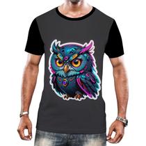 Camiseta Camisa Tshirt Animais Cyberpunk Corujas Aves HD Camiseta Camisa Tshirt Animais Cyberpunk Corujas Aves HD