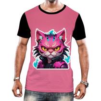 Camiseta Camisa Tshirt Animais Cyberpunk Gatos Felinos HD 1