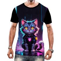 Camiseta Camisa Tshirt Animais Cyberpunk Gatos Felinos HD 2 - Enjoy Shop