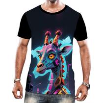 Camiseta Camisa Tshirt Animais Cyberpunk Girafas Savana 1 Camiseta Camisa Tshirt Animais Cyberpunk Girafas Savana 1