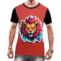 Camiseta Camisa Tshirt Animais Cyberpunk Leão Rei da Selva 1 - Enjoy Shop