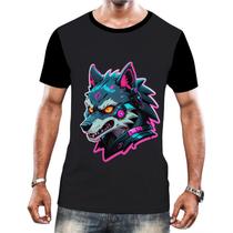 Camiseta Camisa Tshirt Animais Cyberpunk Lobos Matilha HD 2