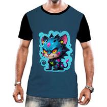 Camiseta Camisa Tshirt Animais Cyberpunk Onça Felinos HD 1