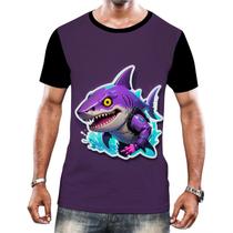 Camiseta Camisa Tshirt Animais Cyberpunk Tubarão Mar Tecno - Enjoy Shop