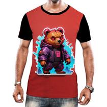 Camiseta Camisa Tshirt Animais Cyberpunk Urso Marrom HD 3 - Enjoy Shop