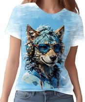 Camiseta Camisa Tshirt Animais Óculos Lobo Fone Moderno 4 Camiseta Camisa Tshirt Animais Óculos Lobo Fone Moderno 4