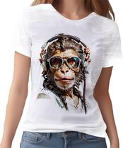 Camiseta Camisa Tshirt Animais Óculos Macaco Fone Moderno 2